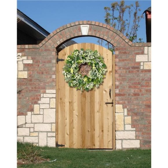 Green Eucalyptus Leaf Wreath, 24 Inch Artificial Spring Summer Wreaths - Picture 2 of 7